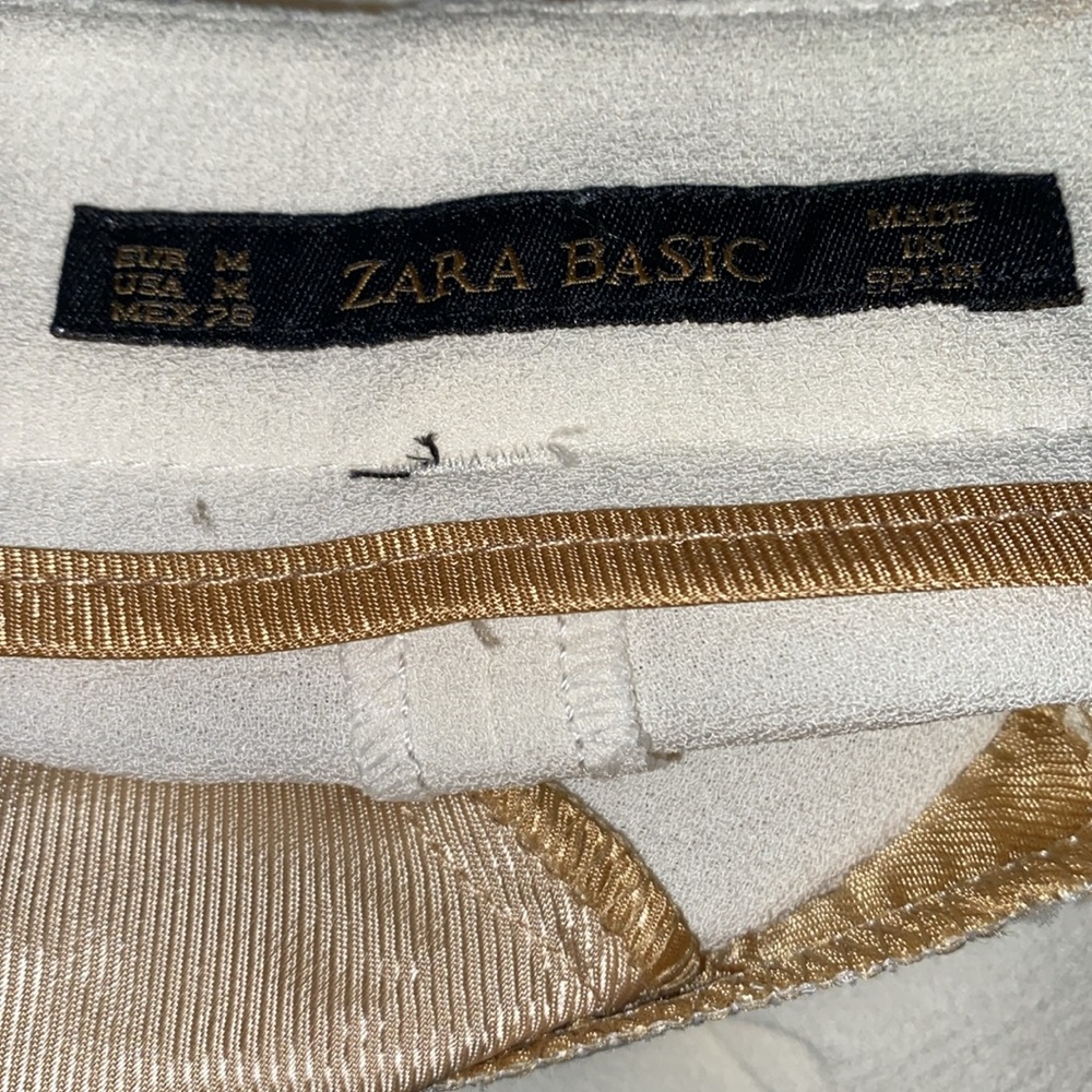 Zara Basic 100% Polyester Bone Pleated Dress Pant… - image 4